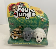 1997 Galoob Pound Jungle 3 Pack Tiger, Rhino, Polar Bear *READ*