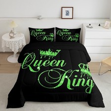 Crown Queen and King Couple Comforter Sets His and Hers Bedding Set for Teens...
