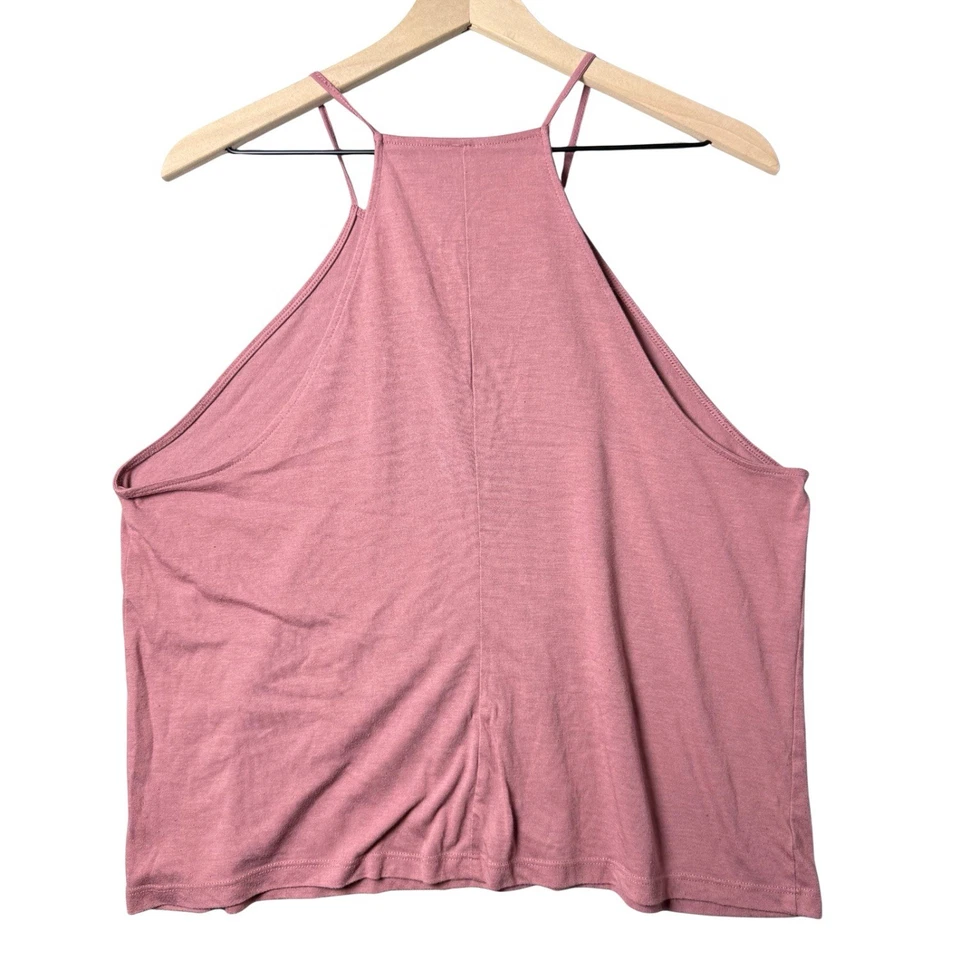 Pure Barre High Neck Graphic Print Tank Top Pink Spaghetti Straps Size Large - Image 2 of 4