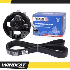 Power Steering Pump w/Pulley Serpentine Belt Fit 09-14 Nissan Maxima Murano 3.5L