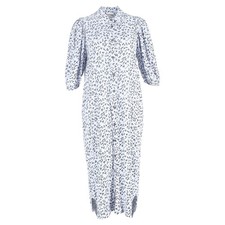 Ganni Printed Crepe Midi Shirt Dress In Viscose Women Light Blue Size 40