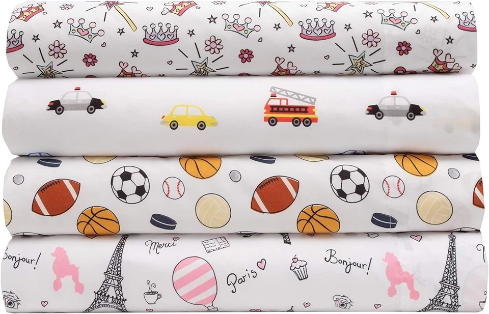 Conjunto de lençóis duplos infantis com estampa de carros caprichosos - hipoalergênico e lavável na máquina - Imagem 3 de 4