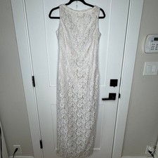 Scott Jessica McClintock Lace Dress Wedding Sleeveless White Ivory FLAWS VTG 10