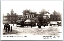 Rochdale England Broadway 1905 Tram Buildings Street Scene RPPC Postcard