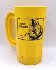 RARE Vintage DIRE STRAITS Plastic Yellow Super Mug! Brothers In Arms Artwork!