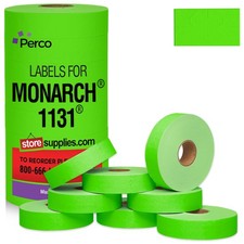 Fluorescent Green Pricing Labels for Monarch 1131 Price - 1 Sleeve, 8 Rolls, ...