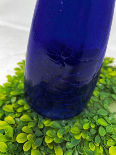 Signed 16" Blenko Art Glass Crackle Cobalt Blue Decanter Flame Stopper 2007 - Picture 5 of 24