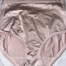 Vtg Panties Second Skin Stretch Satin Vanity Fair Brief Pale Pink 8 XL Shaper