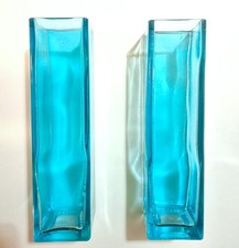 turquoise vase pair blue glass vgc rectangular and square home decor 