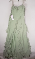 Azazie Barbie 1001 Sheath Bow Chiffon Dress Women's A0 Dusty Sage New NWT