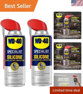 Silicone Lubricant with Smart Straw Sprays 2 Ways - Twin Pack, 11 OZ