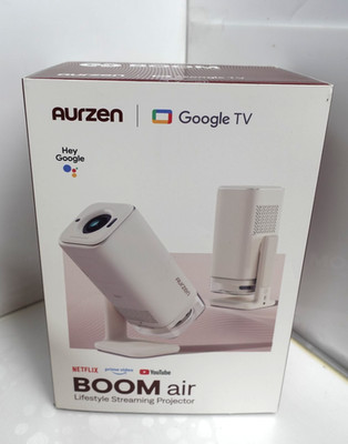 Aurzen BOOM Air Google TV Portable Projector with WiFi and Bluetooth, Open Box