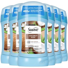 Suave Antiperspirant Deodorant Women Coconut Kiss 6-Pack Anti-Staining Invisible