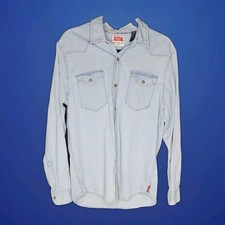 Wrangler Denim Shirt Long Sleeve Snap, with Pockets Men's Size L Pre-owned