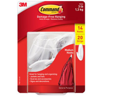 Command Medium Designer Hooks White (14 Hooks 20 Strips) 1.00 per strip