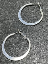 Vintage 1.2  Silver Tone Metal Hinged Hoop Earrings