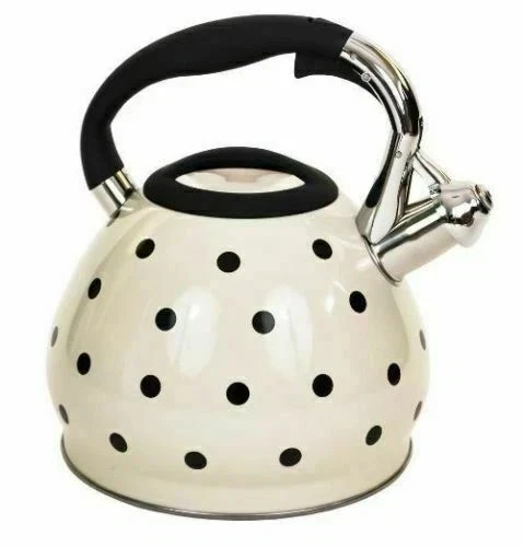 3.5 Litre Stainless Steel Whistling Kettle Gas Electric Hobs Polka Dot Kettle UK - Image 2 of 4