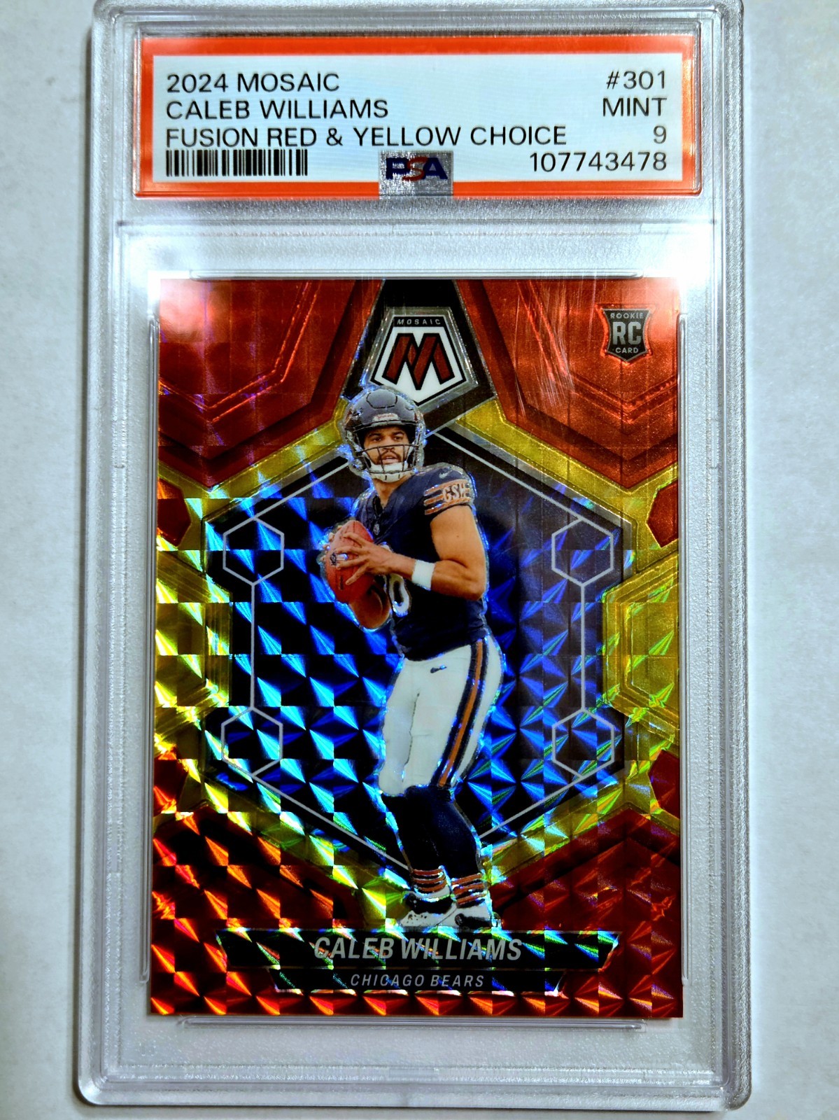 2024 Caleb Williams RC SP /80 Panini Mosaic Fusion Choice Prizm PSA 9 POP 6, 0^