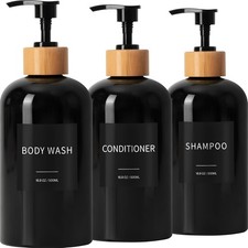 Shampoo and Conditioner Dispenser, Refillable Plastic Shampoo Pump Bottles with
