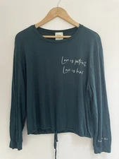 Dirtee Laundry Women's Sheer Rayon Soft Cinched Waist Long Sleeve Shirt Green XL