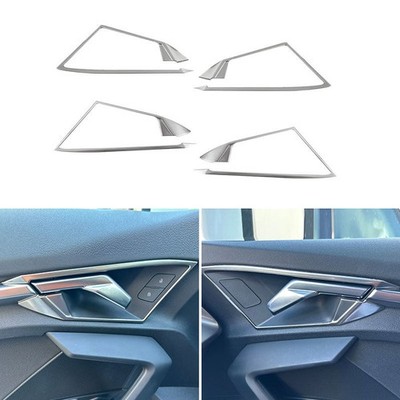 4*Kohlefaser / Silber Edelstahl Auto Innentürgriff Trim für Audi A3 8Y 2021 2022