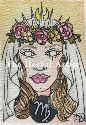 Artist Collection Watercolor Painting PRINT, Astrology, Zodiac, Horoscope, Virgo