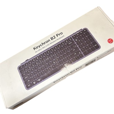 Keychron Ultra-Slim B2 Pro Bluetooth Keyboard 2.4 GHz Wireless Lightweight Gray
