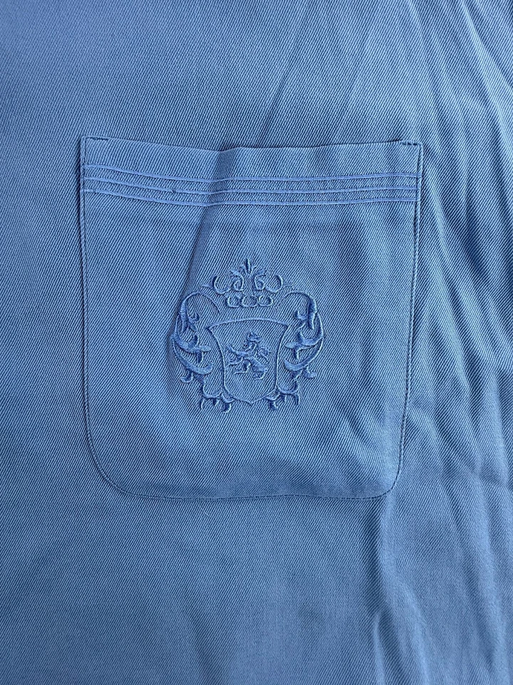 Camisa Nat Nast Para Hombre L Azul Seda Manga Corta Abotonada Calce Americano Moderna Foto 3 de 4