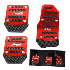 3 PCS Anti Slip Car Foot Pedal Pads, Manual Transmission Accelerator 2 PCS Red