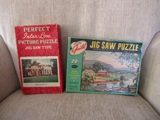 2 VTG Jigsaw Puzzles Whitman Guild Perfect Inter-Lox