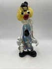 Vintage Murrano Hand Blown Art Glass Clown Figurine 9" Tall