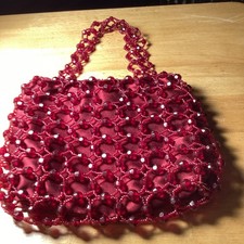 Vintage Small Jewel Tone Beaded Handbag/purse Red
