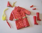 BARBIE FASHION CLOTHES ~ FRANCIE #1255 RED RAIN COAT OUTFIT w/ACCESSORIES SET