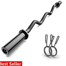 Olympic EZ Curl Barbell Bar 47", 2-Inch Curl Bars for Weight Lifting,Hip Thru...