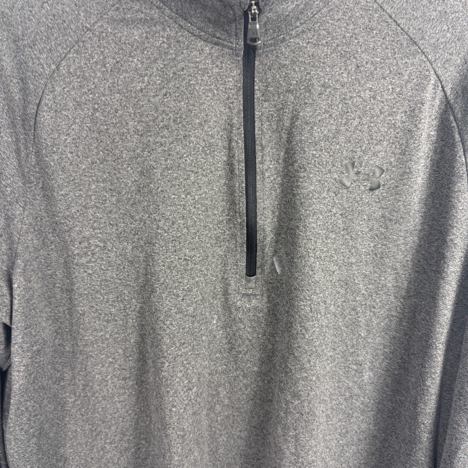 VTG Under Armour Grey Heathered Large Loose Fit Quarter Zip Training Sweatshirt image 3