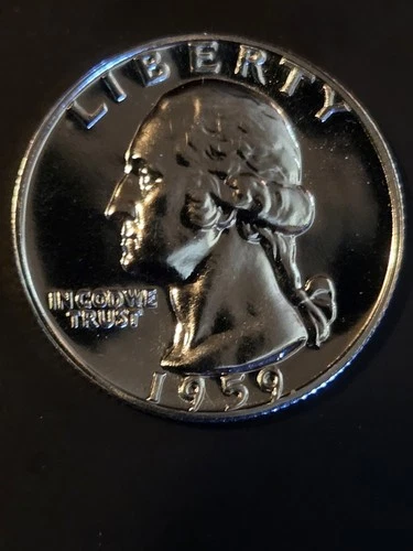 🇺🇸 1959 Gem Proof Washington Silver Quarter, Superb Gem 25C coin