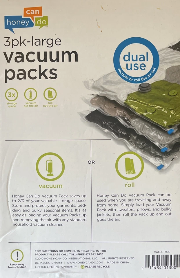 Paquete de 3 bolsas de almacenamiento al vacío grandes reutilizables herméticas para hacer miel Foto 2 de 2