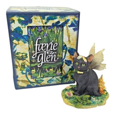 Faerie Glen Mystique Black Fairy Cat Figurine FGC6756 2007 NIB Munro Ent Retired