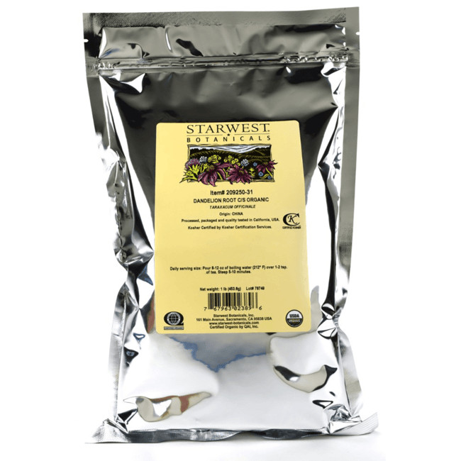 Корень одуванчика Starwest Botanicals C/S, органический, 1 фунт, упаковка