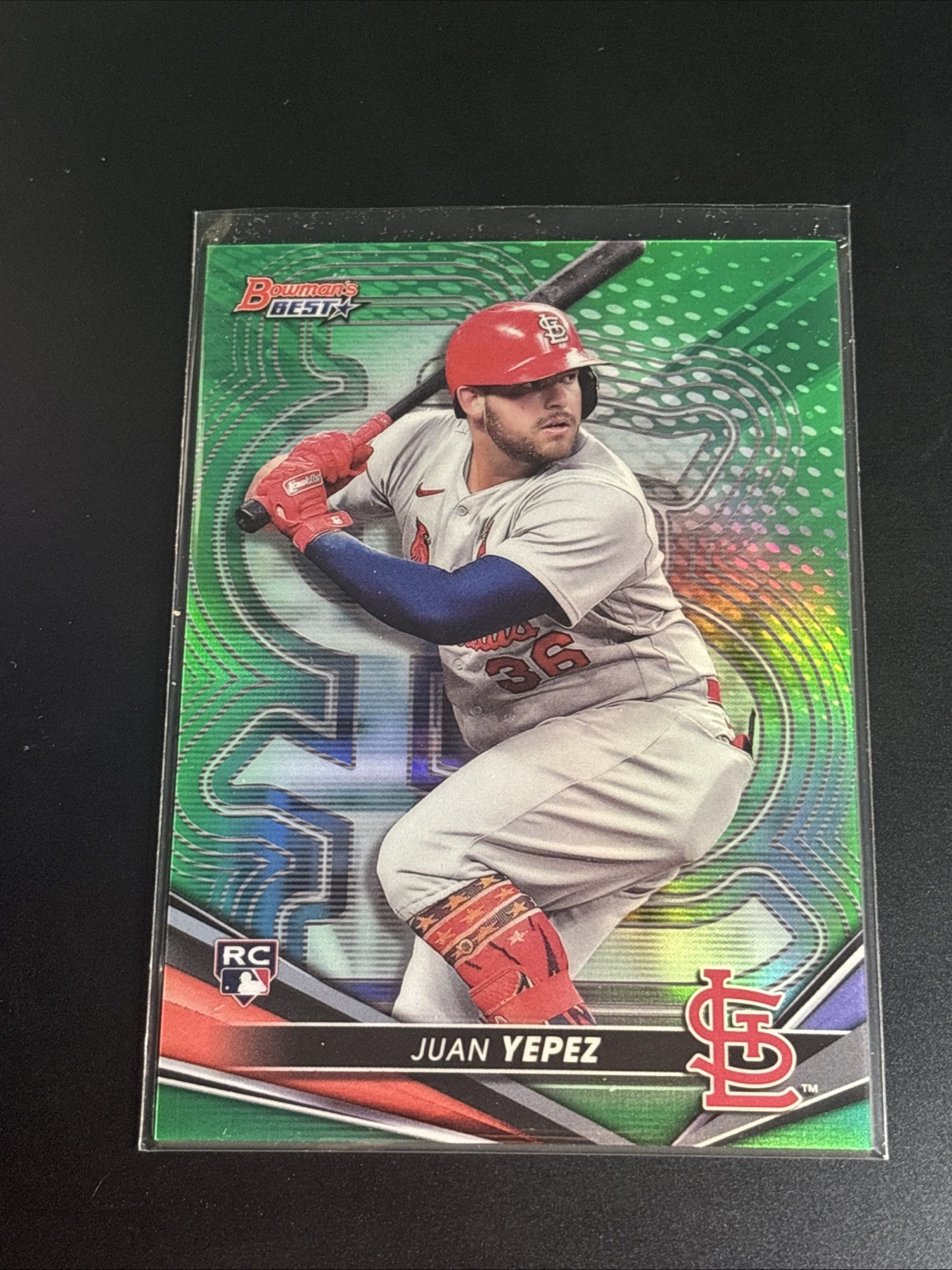 2022 Bowmans Best Juan Yepez Green Refractor /99 RC St Louis Cardinals