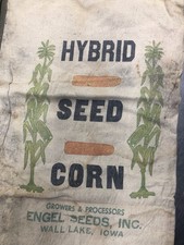 Vintage Engel Seeds Hybrid Seed Corn Cloth Bag Farm Feed Sack Wall Lake IA