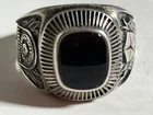 Vintage Sterling Silver Black Onyx Chrysler Professional Service Three Year Ring