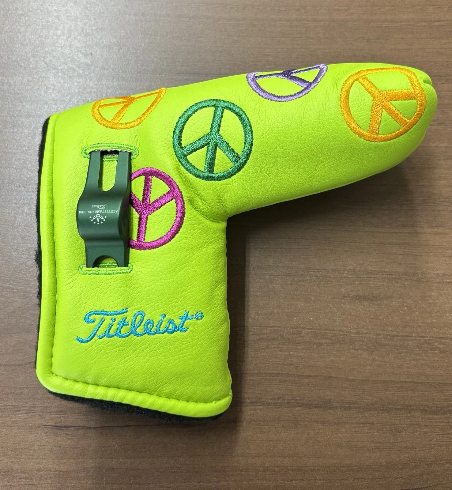 Scotty Cameron 2003 Lime green Peace Sign Blade Putter Cover Headcover, w/Tool