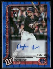 Daylen Lile 2025 Topps Chrome #AC-DL Blue RayWave Auto Washington Nationals