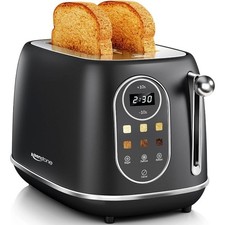 Smart Touch Screen Toaster 2 Slice Retro Wide Slot Stainless Steel Toaster New