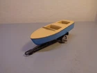 MATCHBOX LESNEY No 48A VINTAGE METEOR SPORTS BOAT & TRAILER PLASTIC WHEELS VG