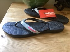 Rare 2017 HAVAIANAS Super Soft Logo Flip Flops 9/10 39/40 Black