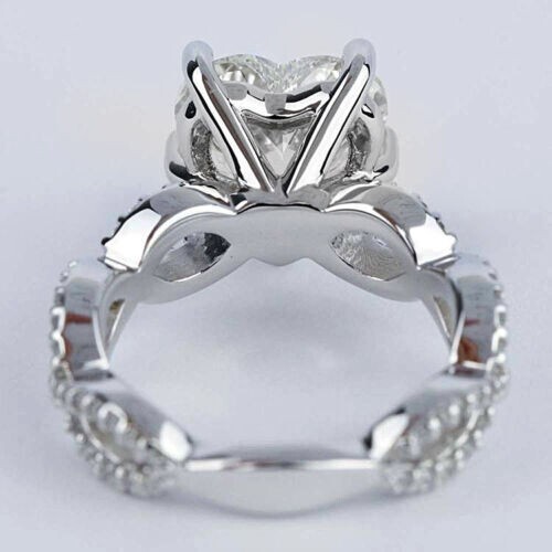 Anillo de compromiso de diamantes en forma de corazón Infinity de 3,92 quilates SI1 H oro blanco de 14 k - Imagen 3 de 4