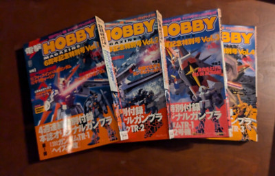 Dengeki Hobby Gunpla Model kits and Mags 1-4 Hazel, BigWIg, Hazel II, and Kehaar
