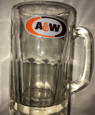 Vintage A&W Root Beer Heavy Mug Stein Glass Logo AW Original Authentic 5.75''